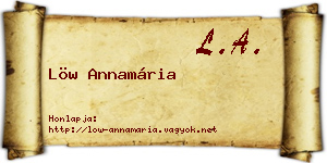 Löw Annamária névjegykártya